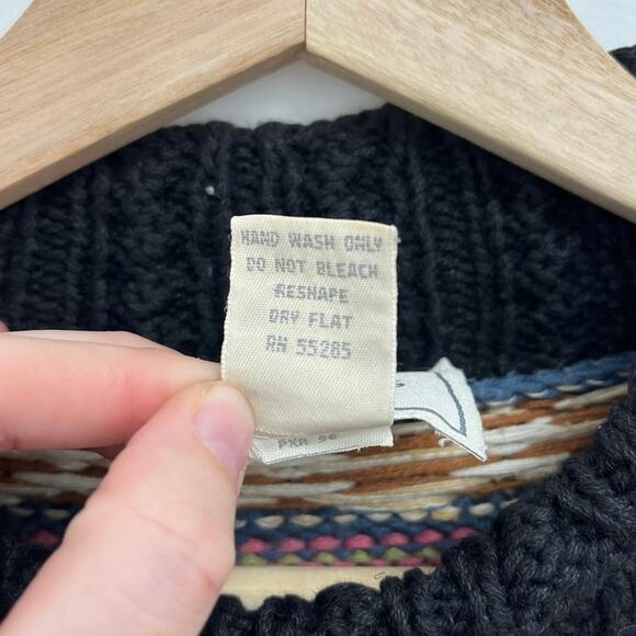 Vintage Handknitted Express Tricot Floral Stripes Chunky Cottage Sweater Medium - Picture 8 of 10